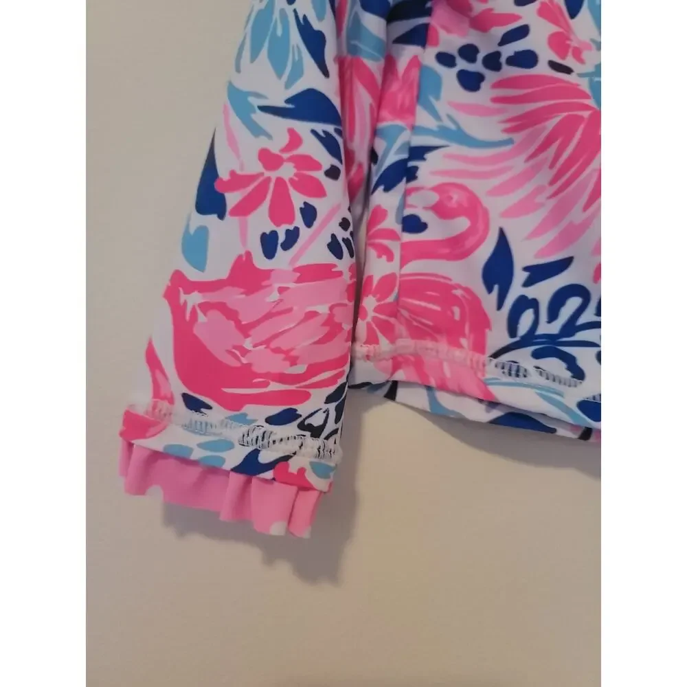 Cynthia Rowley Kids 3T Long Sleeve Rash Guard Top Toddler Pink Flamingo Tropical